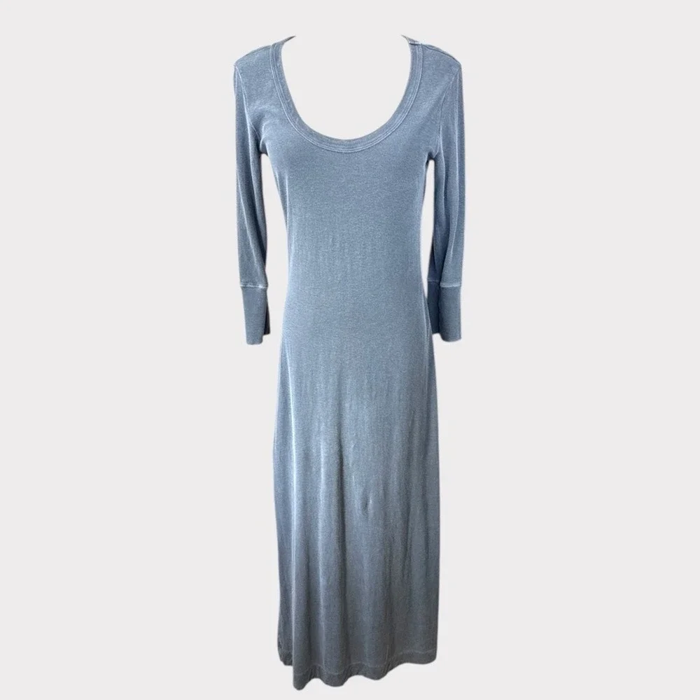 James Perse size 2 = Small the Rib arsenic Long Sleeve scoop neck maxi Dress - Picture 4 of 8